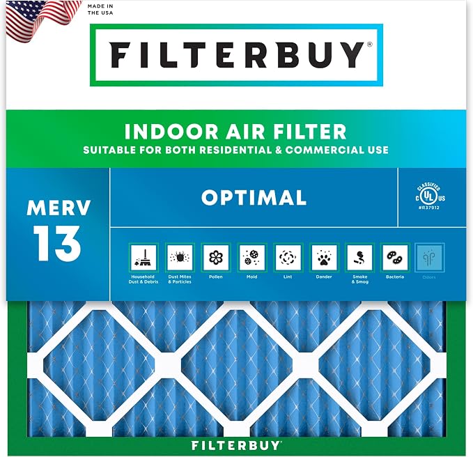 Filterbuy 19x19x1 Air Filter MERV 13 Optimal Smoke & Allergy Defense, by Filterbuy