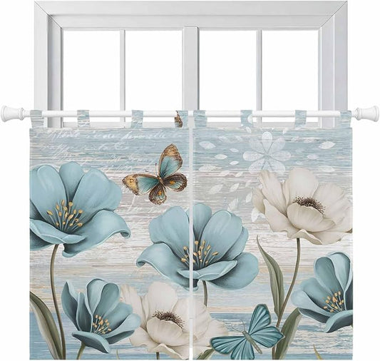 Spring Floral Bedroom Curtains 63 Inch Length, Window Curtains Tab Top by Unknown