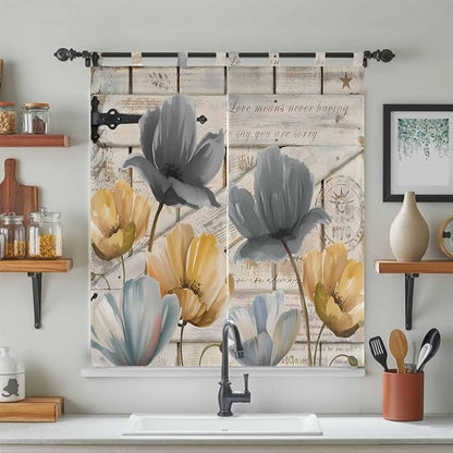 Spring Tulips Flower Bedroom Curtains 72 Inch Length, Window Curtains Tab Top - Image 3