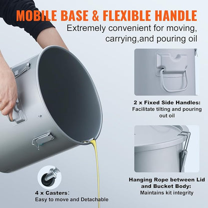 VEVOR 10 Gallon Fryer Grease Bucket, Oil Disposal Bucket Caddy on Wheels - Image 5