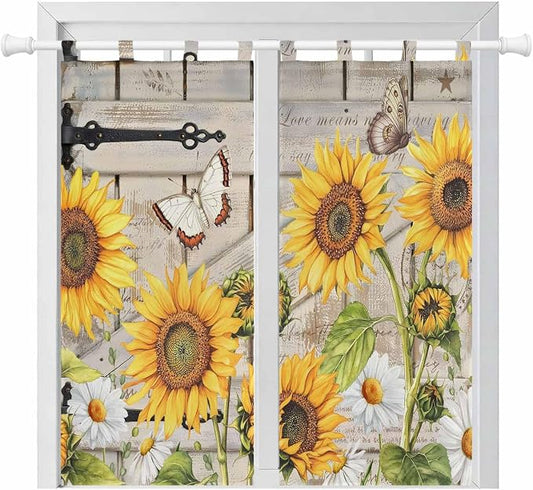 Farm Flowers Bathroom Curtains 63 Inch Length, Window Curtains Tab Top by Unknown