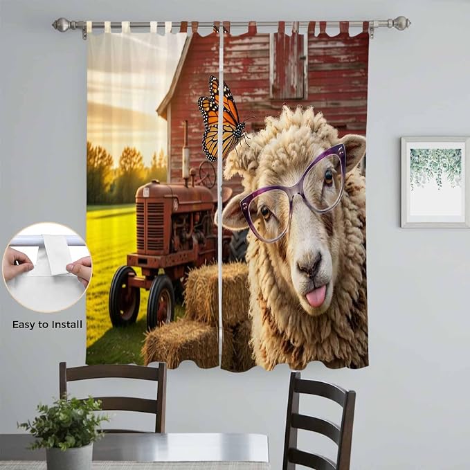 Farm Sheep Living Room Curtains 96 Inch Length, Window Curtains Tab Top - Image 4