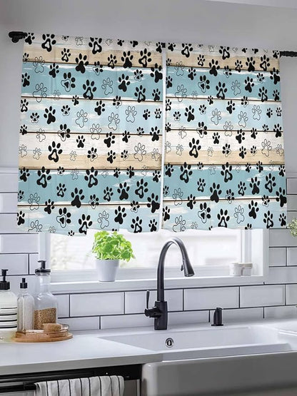 Sheer Curtains 45 Inch Length, Vintage Farmhouse Country Wood Grain Privacy - Image 5