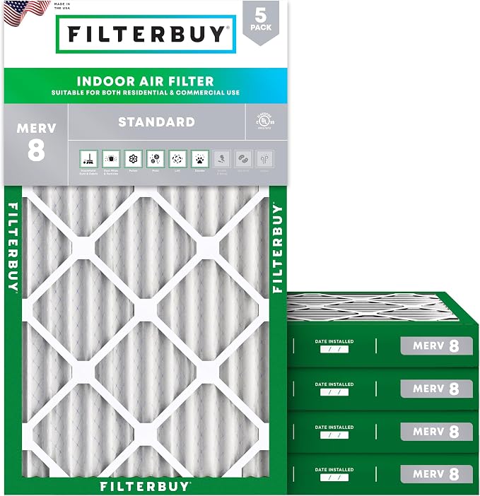 Filterbuy 14x24x2 Air Filter MERV 8 Essential Dust & Allergy Defense, by Filterbuy
