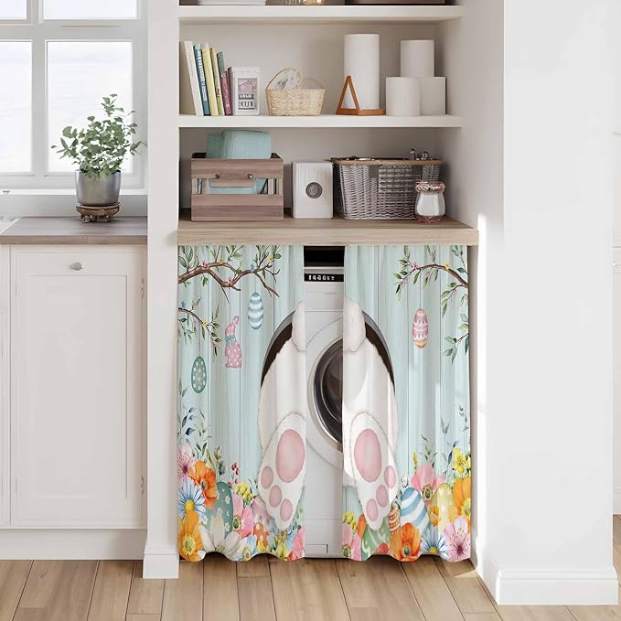 Easter Bunny Kitchen Curtains 45 Inch Long 2 Panel Set, Rod Pocket Window - Image 7