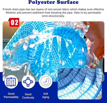 5cm/2in Diameter French Drain Pipe Perforated Drainage Pipes, Soft Infiltration - Image 4