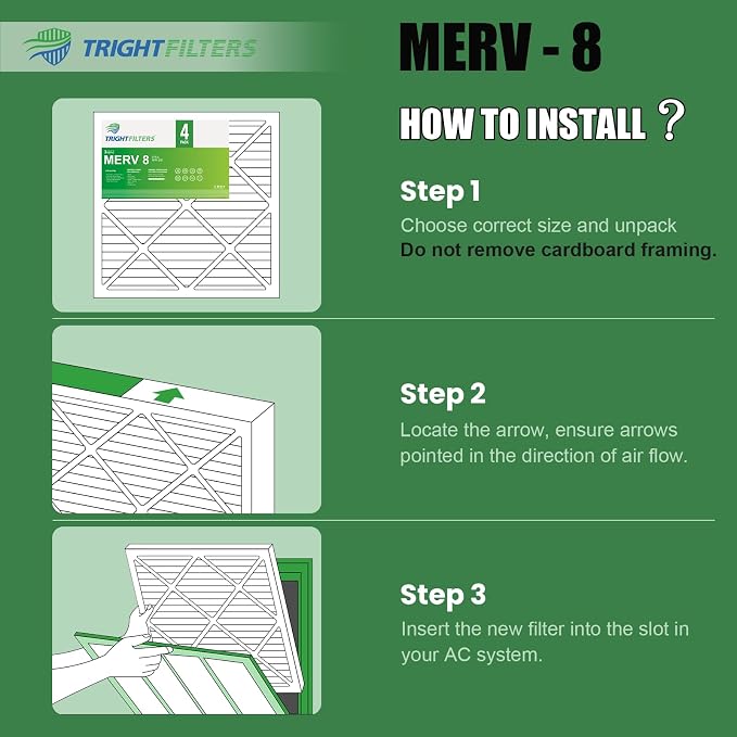 18x18x1 Air Filter 4 Pack, MERV 8 Pleated Dust Defense Air Filters Replacement - Image 7