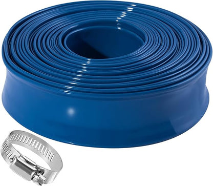 Pool Backwash Hose 1 1/2 inch × 100 ft Thicken Blue Water Discharge Pipe Lay by ZY-hosetube