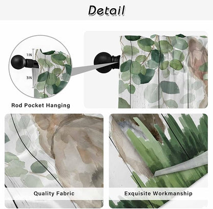 Easter Tier Curtains, Country Rabbit Botanical Leaves Wooden Grain Light - Image 9