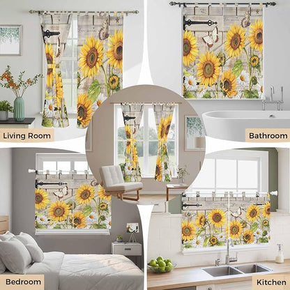 Farm Flowers Bedroom Curtains 72 Inch Length, Window Curtains Tab Top, Retro - Image 7