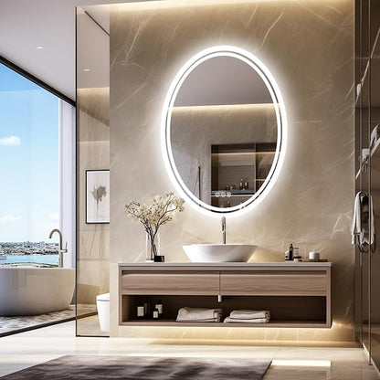LUVODI Lighted LED Bathroom Mirror: 28”x20” Oval Anti-Fog Dimmable Wall Mounted - Image 2