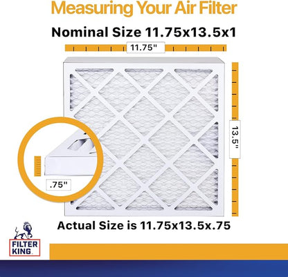 Filter King Air Filters 11.75x13.5x1 | 12 Pack | MERV 13 | HVAC Pleated AC - Image 2