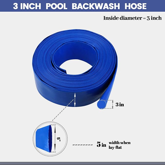 3” Diameter x 100' Blue Backwash Hose - Image 3