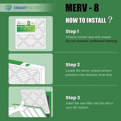20x20x1 Air Filter 6 Pack, Durable MERV 8 Pleated Home HVAC AC Furnace Filters - Image 8