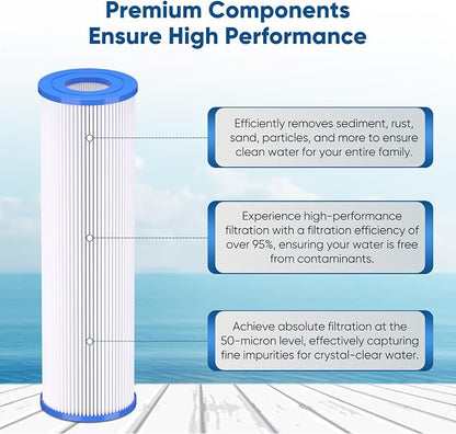 PUREPLUS 50 Micron Whole House Pleated Sediment Filter - Image 3