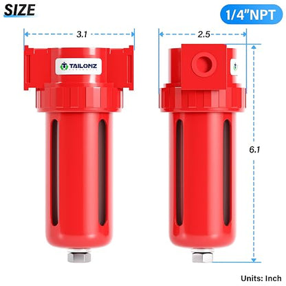 TAILONZ PNEUMATIC 0-150PSI 1/4 Inch NPT Aluminum Alloy Carbon Desiccant Air - Image 2
