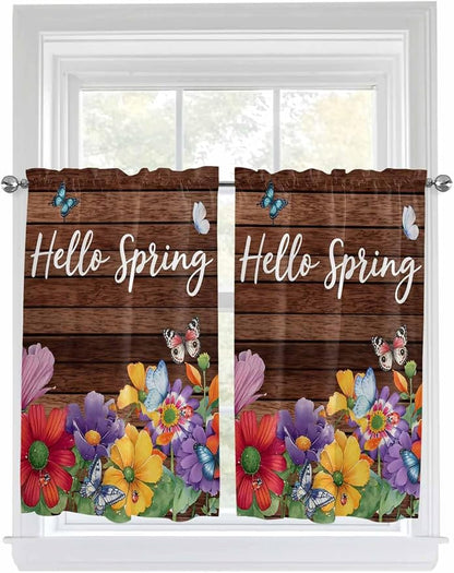 Spring Flowers Kitchen Curtains 54 Inches length, Watercolor Farmhouse Colorful by Unknown