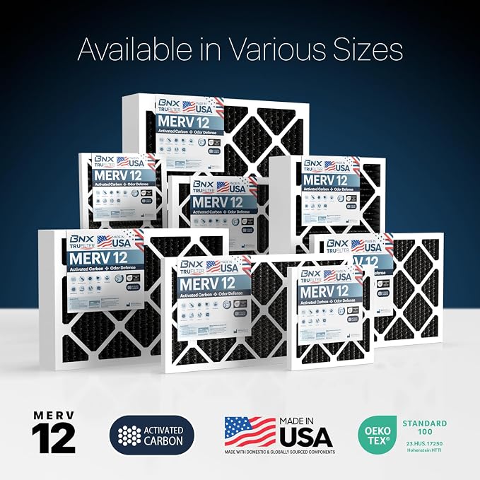 BNX TruFilter 14x24x1 MERV 12 Odor Defense AC Furnace Air Filter - Image 9