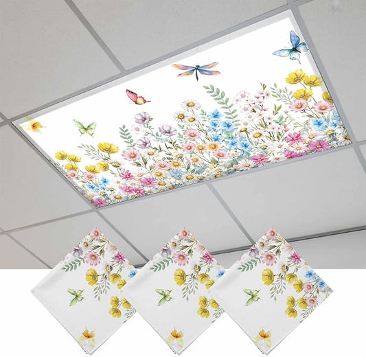 Fluorescent Light Covers for Ceiling Lights Spring Flowers Magnetic Light by Home+L6