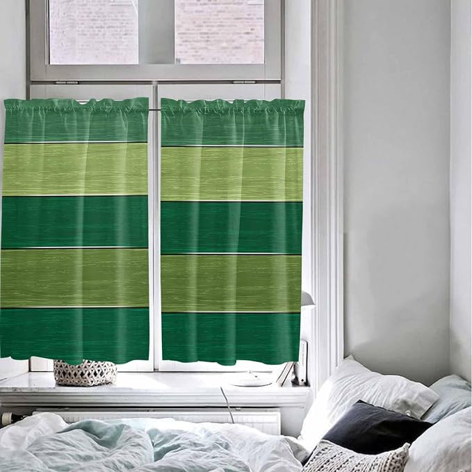 Farm Retro Green Wood Grain Window Valance Curtains, Rustic Wooden Plank - Image 8