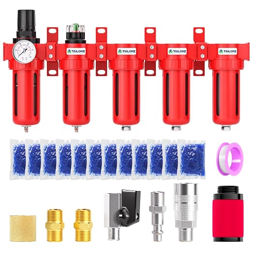 TAILONZ PNEUMATIC 0-150PSI 3/8 Inch NPT Red Industrial Grade 5 Stage Air Drying by TAILONZPNEUMATIC