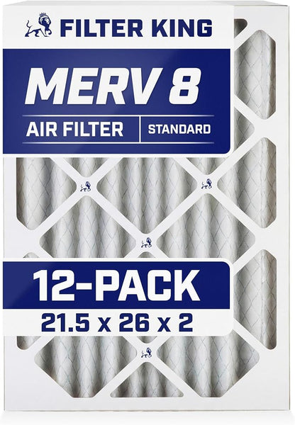Filter King 21.5x26x2 Air Filter | 12-PACK | MERV 8 HVAC Pleated A/C Furnace by FilterKing