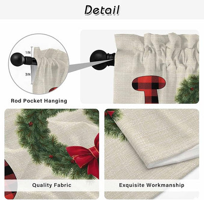 Red Green Christmas Kitchen Tier Curtains 36 Inch Long 2 Panel Set, Rod Pocket - Image 9