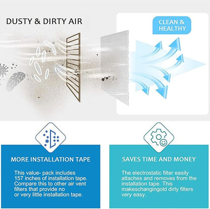 Air Vent Filter Kit, Cotton Electrostatic Dust Control Vent Filter - Image 4