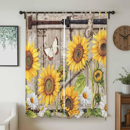 Farmhouse Sunflowers Living Room Curtains 96 Inch Length, Window Curtains Tab - Image 2