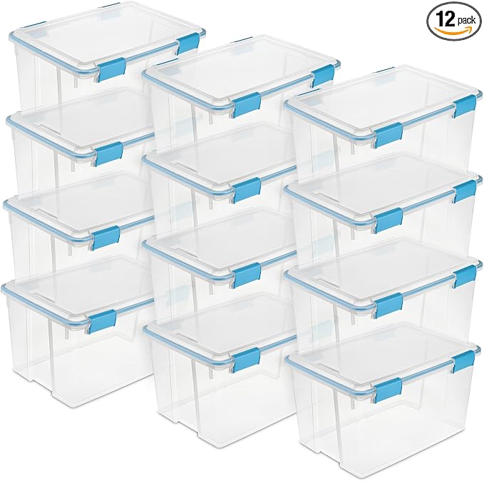 Sterilite 12-Pack Gasket Box, Weather-Resistant Storage Bins by Sterilite