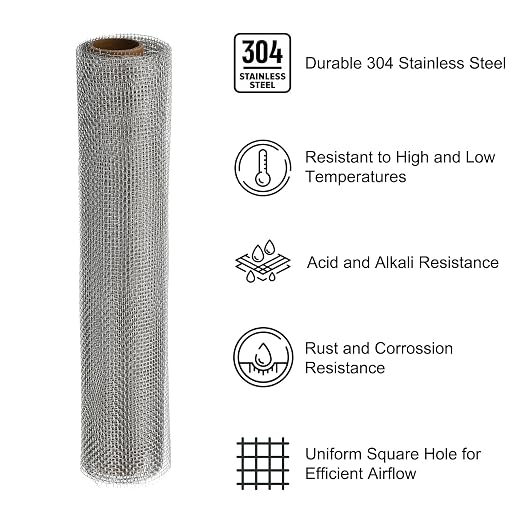 PATIKIL 40" L x 10" W Woven Wire Mesh, 12 Mesh 304 Stainless Steel Air Vent - Image 3