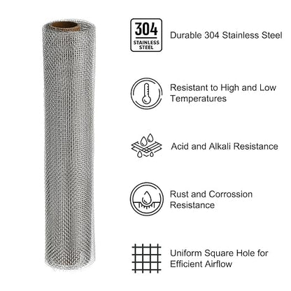 PATIKIL 40" L x 10" W Woven Wire Mesh, 12 Mesh 304 Stainless Steel Air Vent - Image 3