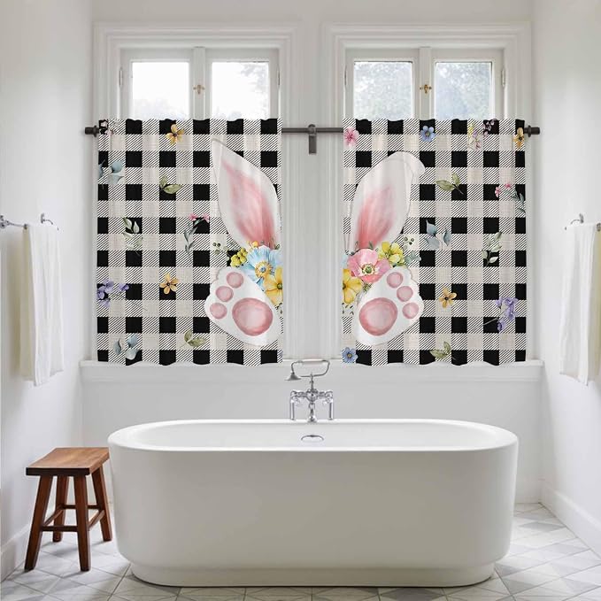 Easter Kitchen Curtains 45 Inch Long 2 Panel Set, Rod Pocket Window Treatment - Image 5