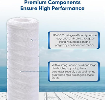 PUREPLUS 20 Micron 10"x2.5" Whole House String Wound Sediment Filter - Image 6