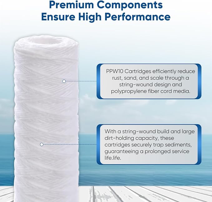 PUREPLUS 10 Micron 10"x2.5" Whole House String Wound Sediment Filter - Image 6