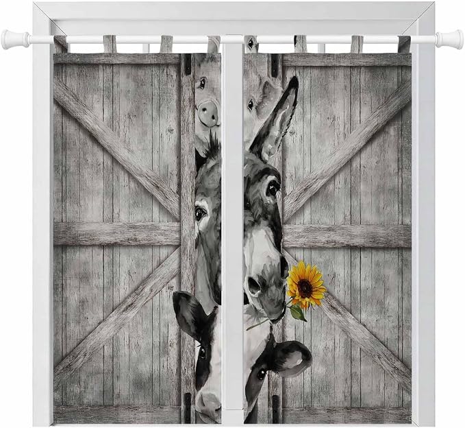 Funny Farm Animals Bedroom Curtains 72 Inch Length, Window Curtains Tab Top by Unknown