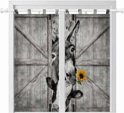 Funny Farm Animals Bedroom Curtains 72 Inch Length, Window Curtains Tab Top by Unknown