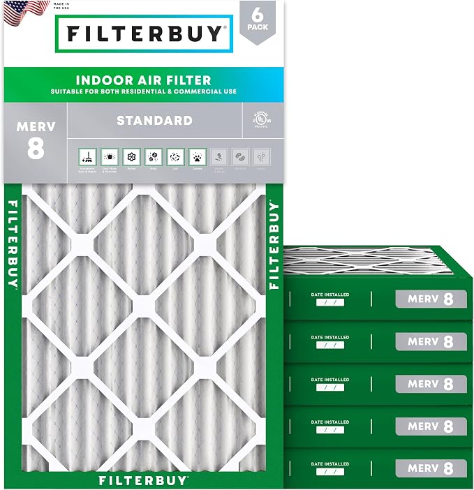Filterbuy 18x30x2 Air Filter MERV 8 Essential Dust & Allergy Defense, by Filterbuy