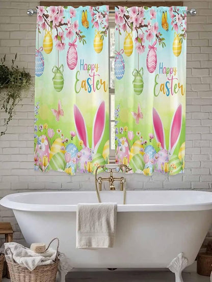 Easter Bedroom Curtains 63 Inches length, Spring Bunny Colorful Rabbit Eggs - Image 7