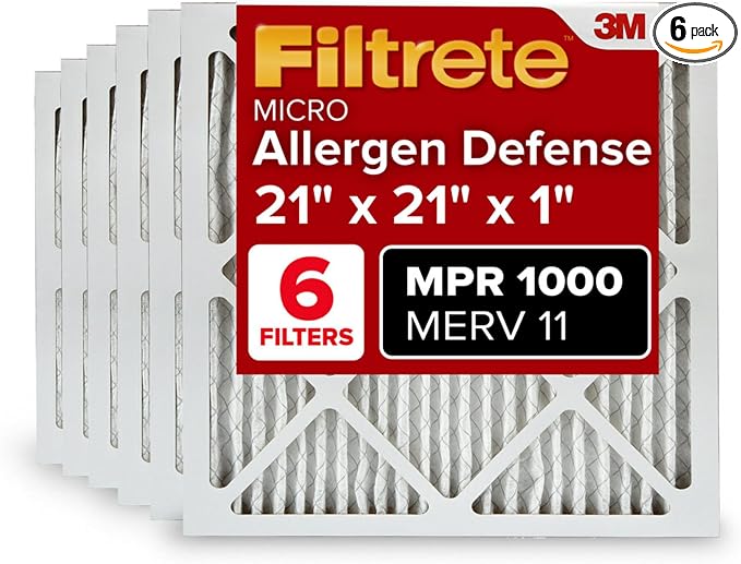 Filtrete 21x21x1 AC Furnace Air Filter, MERV 11, MPR 1000, Micro Allergen by Filtrete