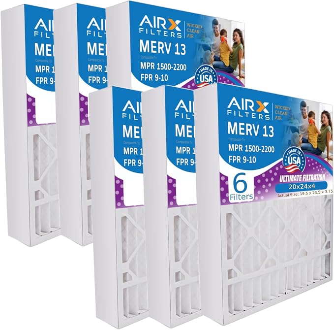 AIRX FILTERS WICKED CLEAN AIR. 20x24x4 Air Filter MERV 13 Electrostatic Pleated by AIRXFILTERSWICKEDCLEANAIR