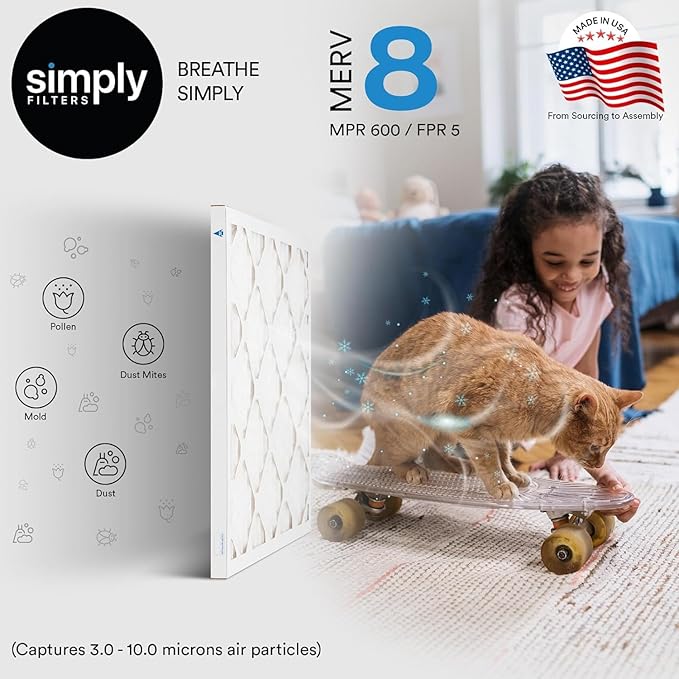 Simply 16x25x2 Air Filter, MERV 8, 6 Pack, Furnace Air Filter - Image 2