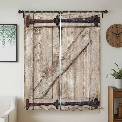 Farmhouse Wood Grain Living Room Curtains 84 Inch Length, Window Curtains Tab - Image 2
