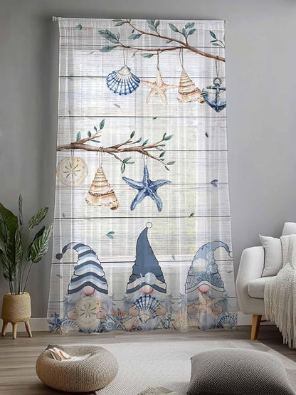 Sheer Curtains 84 Inches Long, Coastal Eucalyptus Semi Sheer Curtains Light - Image 2