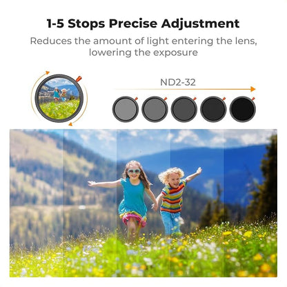K&F CONCEPT 67mm Black Diffusion Mist Effect 1/4 & Variable ND2-32 & Circular - Image 5