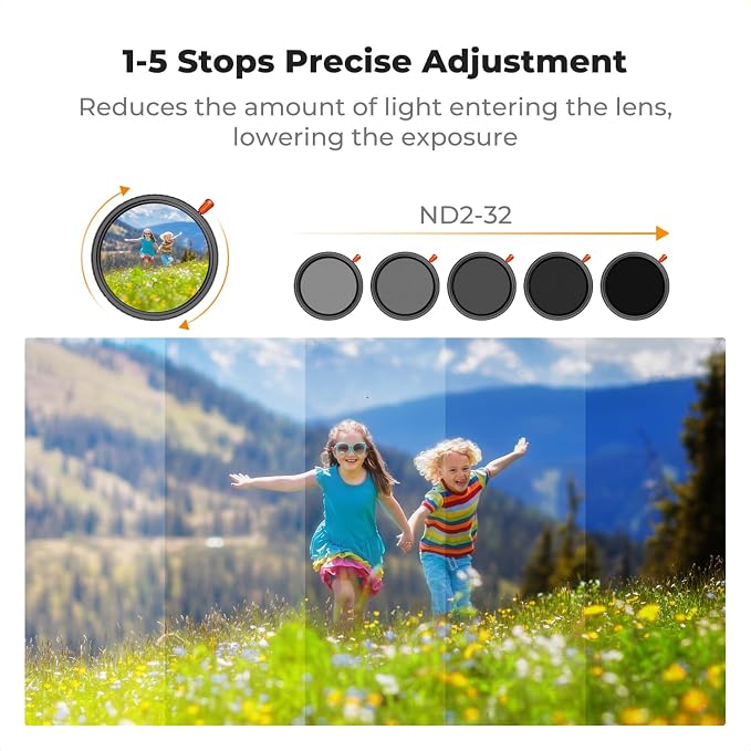 K&F CONCEPT 43mm Black Diffusion Mist Effect 1/4 & Variable ND2-32 & Circular - Image 5