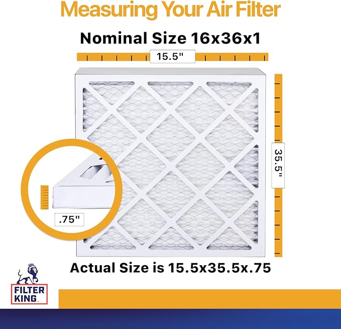Filter King 16x36x1 Air Filter | 4-PACK | MERV 13 HVAC Pleated A/C Furnace - Image 2