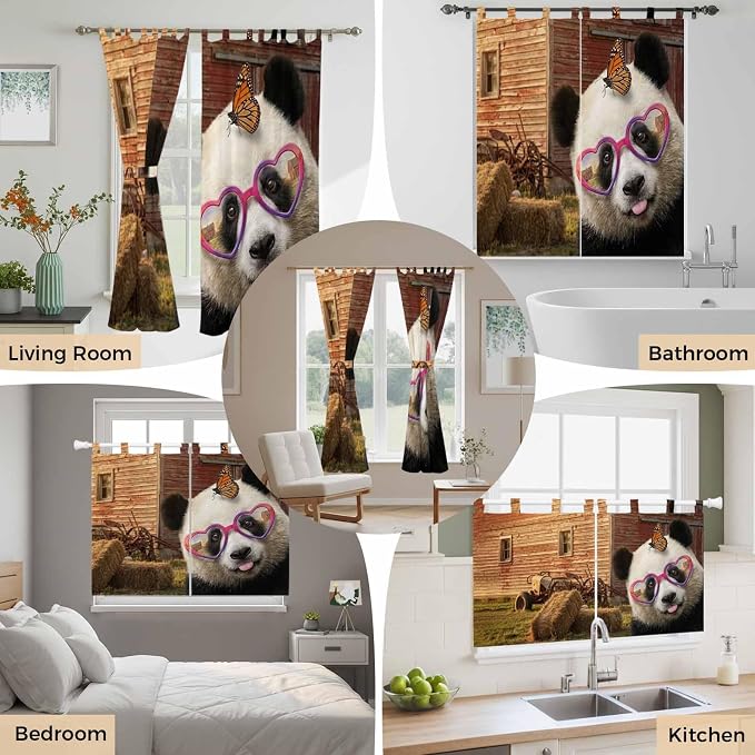 Farm Panda Kitchen Curtains 24 Inch Length, Small Window Curtains Tab Top - Image 7