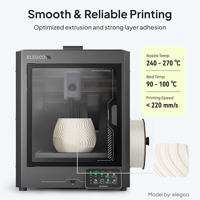 ELEGOO ASA Filament 1.75mm Deep Black 4KG, UV & Weather Resistant 3D Printer - Image 5