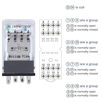 Electromagnetic Power Relay, 14-Pin 5 AMP 24V AC Relay Coil - Image 5
